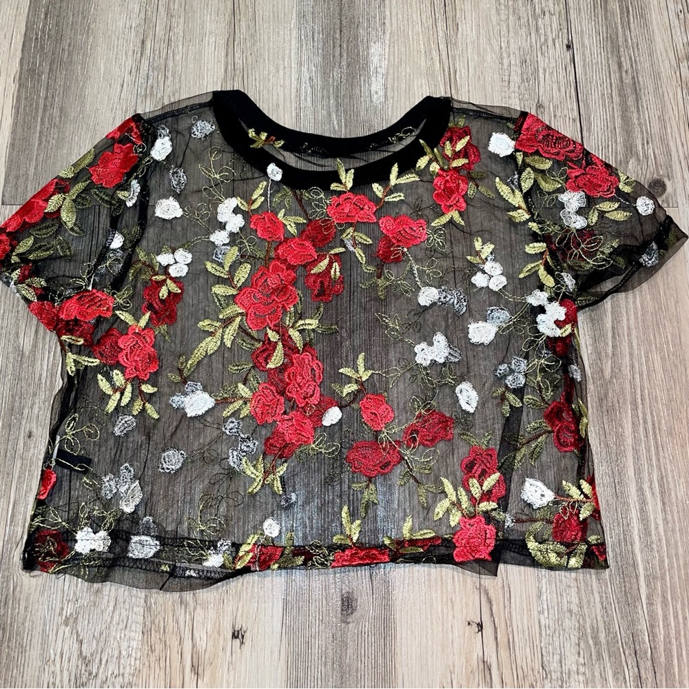 Womens SHEIN Lace Mesh Top Size Small